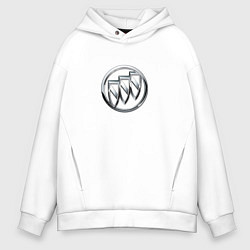 Толстовка оверсайз мужская Buick logo металик, цвет: белый