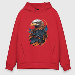 Толстовка оверсайз мужская Белоголовый орлан, цвет: красный