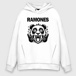 Толстовка оверсайз мужская Ramones - rock panda, цвет: белый