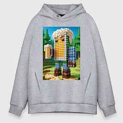 Толстовка оверсайз мужская Beer dude - Minecraft ai art, цвет: меланж