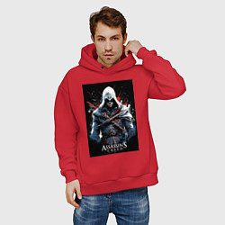 Толстовка оверсайз мужская Assassins creed огненный фон, цвет: красный — фото 2