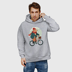 Толстовка оверсайз мужская Медвежонок на велосипеде, цвет: меланж — фото 2