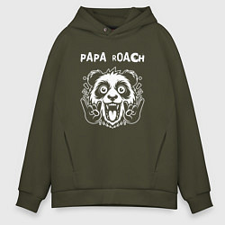 Толстовка оверсайз мужская Papa Roach rock panda, цвет: хаки