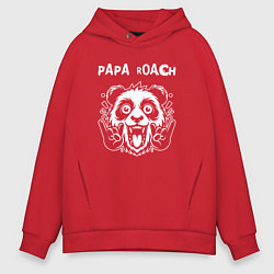 Толстовка оверсайз мужская Papa Roach rock panda, цвет: красный