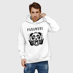 Толстовка оверсайз мужская Paramore - rock panda, цвет: белый — фото 2
