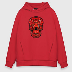 Толстовка оверсайз мужская Red decorative skull, цвет: красный