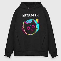 Толстовка оверсайз мужская Megadeth rock star cat, цвет: черный