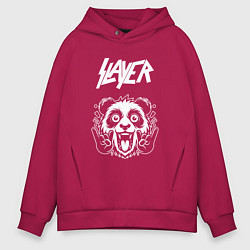 Толстовка оверсайз мужская Slayer rock panda, цвет: маджента