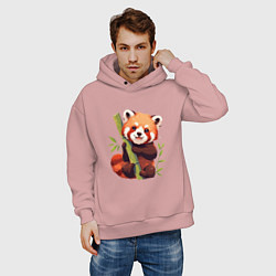 Толстовка оверсайз мужская The Red Panda, цвет: пыльно-розовый — фото 2