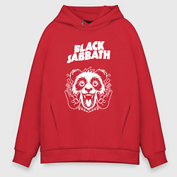 Толстовка оверсайз мужская Black Sabbath rock panda, цвет: красный