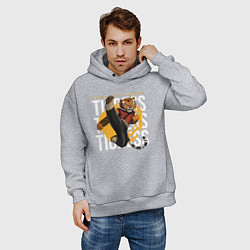 Толстовка оверсайз мужская Мастер Тигрица кунг фу панда, цвет: меланж — фото 2