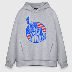 Толстовка оверсайз мужская USA statue of liberty, цвет: меланж