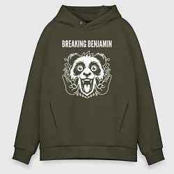 Толстовка оверсайз мужская Breaking Benjamin rock panda, цвет: хаки