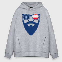 Толстовка оверсайз мужская Американец бородач, цвет: меланж