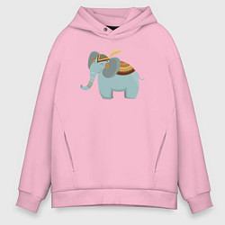Толстовка оверсайз мужская Cute elephant, цвет: светло-розовый