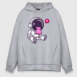 Толстовка оверсайз мужская Космонавт и мороженое, цвет: меланж