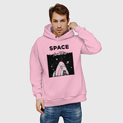 Толстовка оверсайз мужская Морской космос, цвет: светло-розовый — фото 2