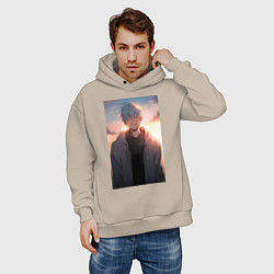 Толстовка оверсайз мужская Тэцуя Куроко, цвет: миндальный — фото 2