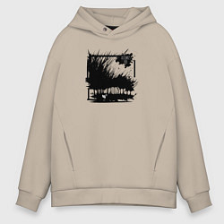 Толстовка оверсайз мужская Ритм движения осени, цвет: миндальный