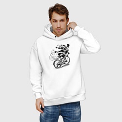 Толстовка оверсайз мужская Велосипедная клякса, цвет: белый — фото 2