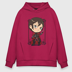 Толстовка оверсайз мужская Арт на аниме владыка демонов и его девушка эльфийк, цвет: маджента