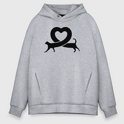 Толстовка оверсайз мужская Love cat, цвет: меланж