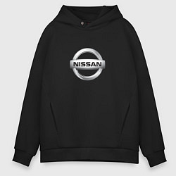 Толстовка оверсайз мужская Nissan logo, цвет: черный