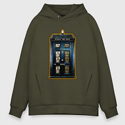 Толстовка оверсайз мужская Tardis Sherlock, цвет: хаки