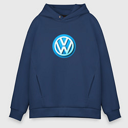 Толстовка оверсайз мужская Volkswagen logo blue, цвет: тёмно-синий