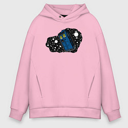 Толстовка оверсайз мужская Тардис и звёзды, цвет: светло-розовый