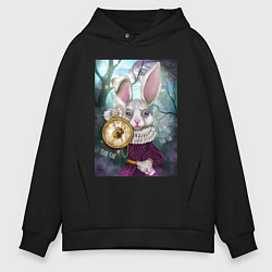 Толстовка оверсайз мужская Тик-так кролик, цвет: черный
