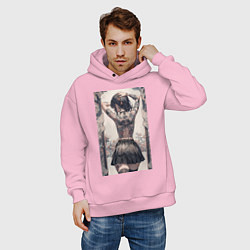 Толстовка оверсайз мужская Татуированная спина девушки, цвет: светло-розовый — фото 2