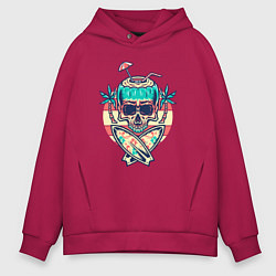 Толстовка оверсайз мужская Skull and surf, цвет: маджента