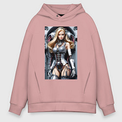 Толстовка оверсайз мужская Cyber sexy Barbie - ai art fantasy, цвет: пыльно-розовый