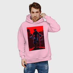 Толстовка оверсайз мужская Магическая битва Тёсо Манипуляция кровью, цвет: светло-розовый — фото 2