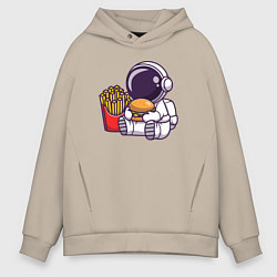 Толстовка оверсайз мужская Голодный космонавт, цвет: миндальный
