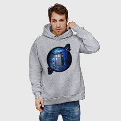 Толстовка оверсайз мужская Tardis in space, цвет: меланж — фото 2