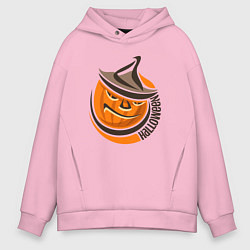 Толстовка оверсайз мужская Тыква в шляпе, цвет: светло-розовый
