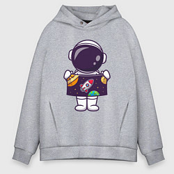 Толстовка оверсайз мужская Космонавтик и космос, цвет: меланж