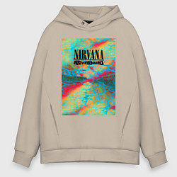 Толстовка оверсайз мужская Nirvana nevermind album, цвет: миндальный