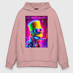 Толстовка оверсайз мужская Cyber Bart - neon glow fantasy, цвет: пыльно-розовый