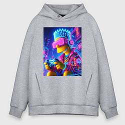Толстовка оверсайз мужская Bart Simpson esports player - neon glow, цвет: меланж