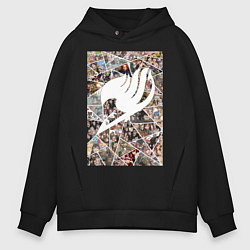 Толстовка оверсайз мужская Хвост Феи Нацу Драгнил Эрза Скарлет коллаж, цвет: черный