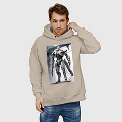 Толстовка оверсайз мужская Ленин робот - киборг ai art, цвет: миндальный — фото 2