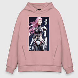 Толстовка оверсайз мужская Cyber Barbie - ai art future, цвет: пыльно-розовый