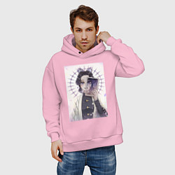 Толстовка оверсайз мужская Клинок, рассекающий демонов Синобу Котё, цвет: светло-розовый — фото 2