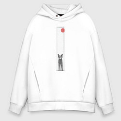 Толстовка оверсайз мужская Хитрая лиса в рамке, цвет: белый