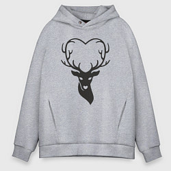 Толстовка оверсайз мужская Love deer, цвет: меланж