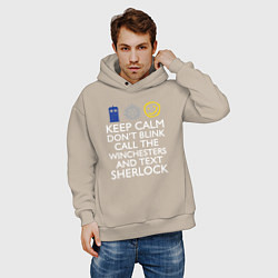 Толстовка оверсайз мужская Doctor Sherlock, цвет: миндальный — фото 2