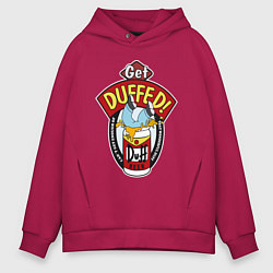 Толстовка оверсайз мужская Duff beer with Homer, цвет: маджента